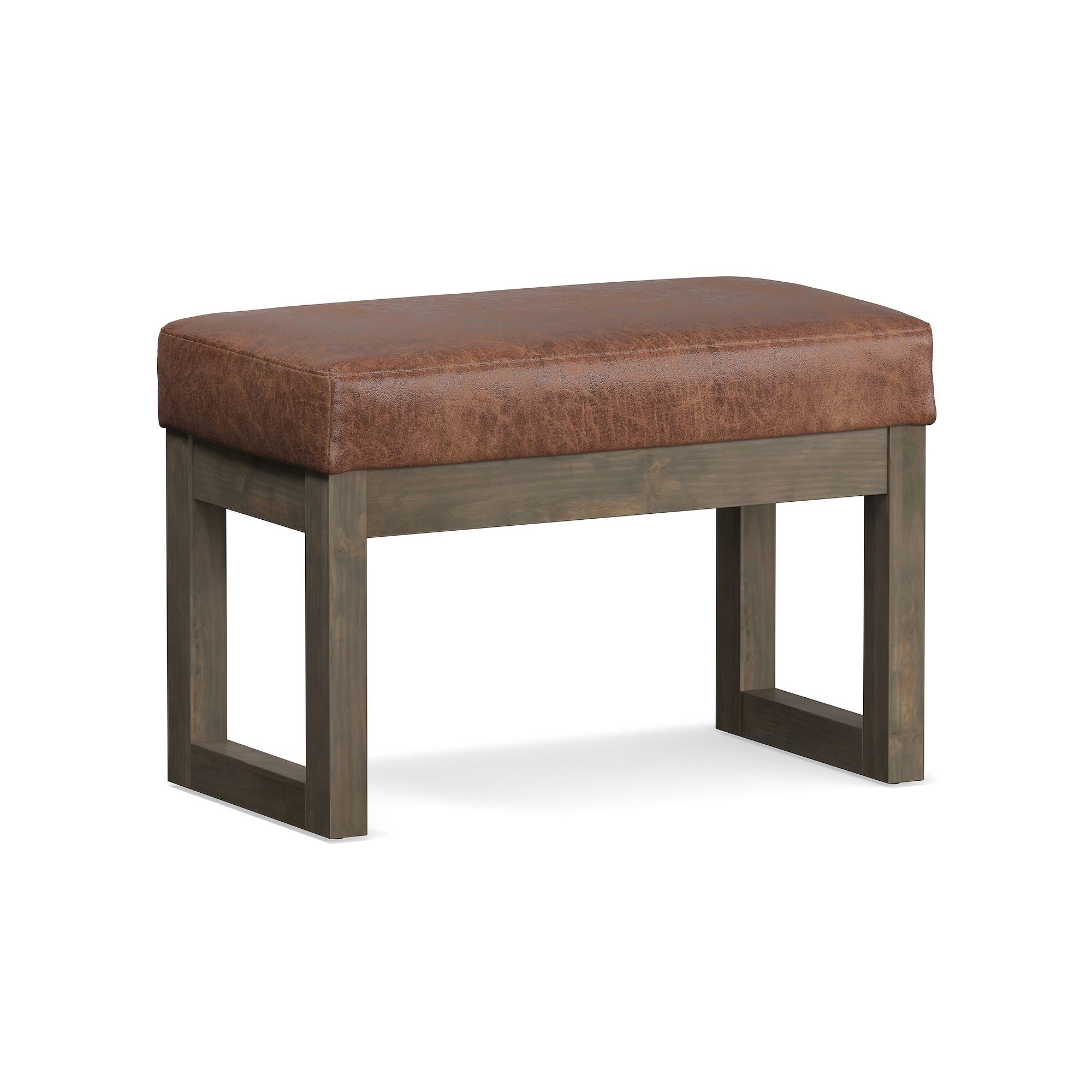 Simpli Home Milltown Contemporary Footrest Ottoman, Distressed Brown