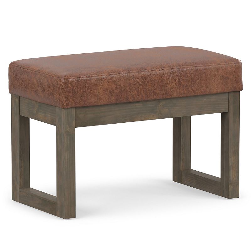Simpli Home Milltown Contemporary Footrest Ottoman, Distressed Brown