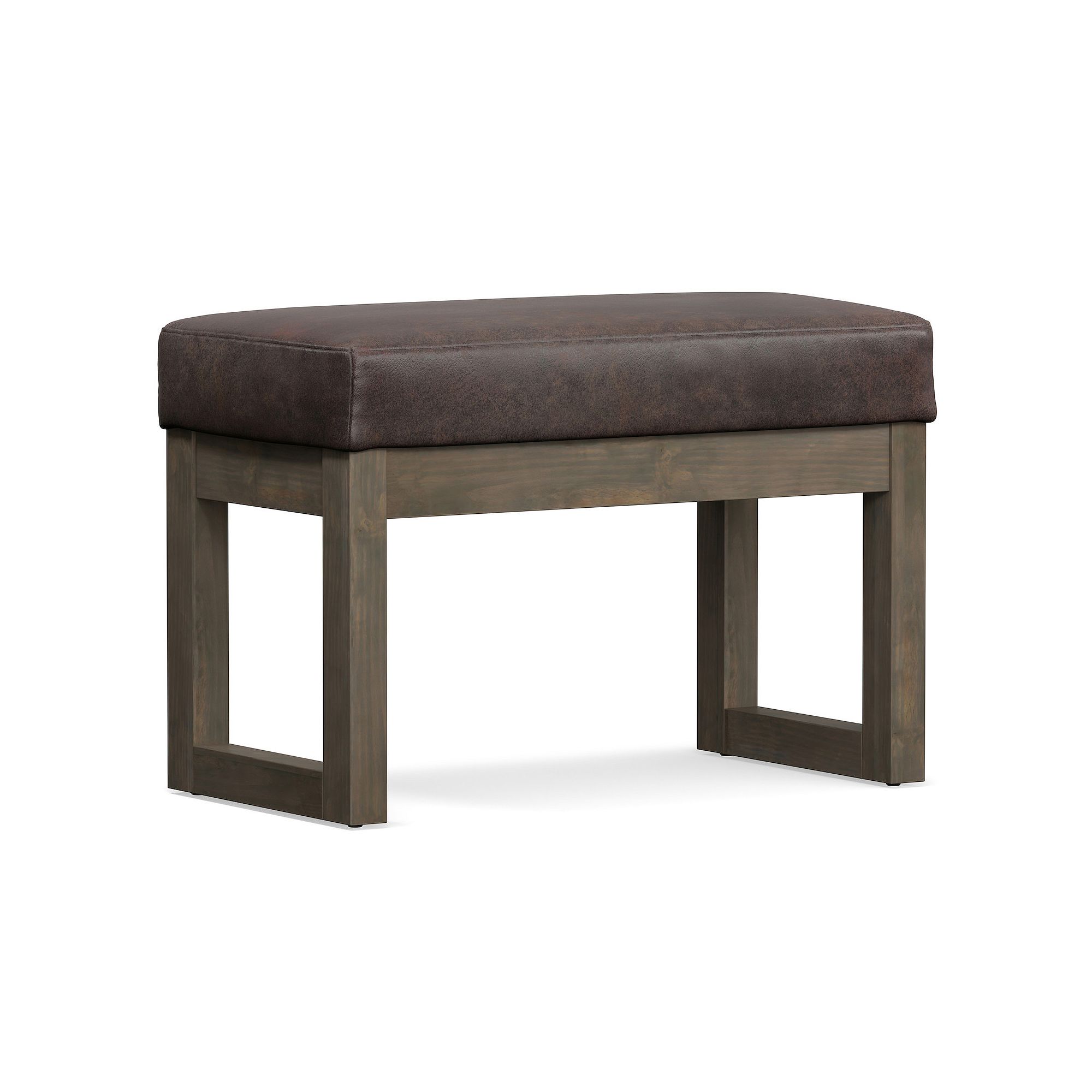 Simpli Home Milltown Contemporary Footrest Ottoman, Distressed Dark Brown