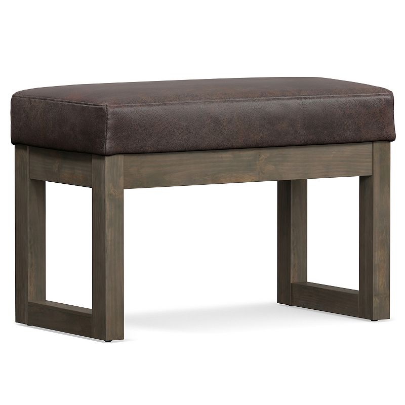 Simpli Home Milltown Contemporary Footrest Ottoman, Distressed Dark Brown