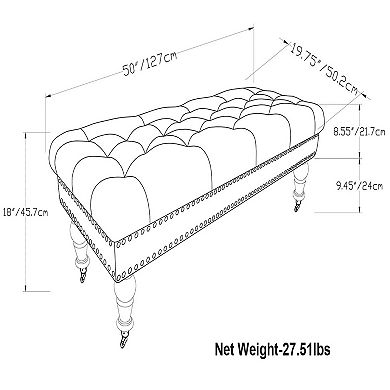 Simpli Home Henley Tufted Ottoman Bench