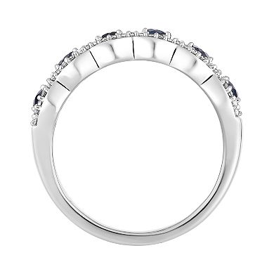 10k White Gold Sapphire & 1/4 Carat T.W. Diamond 6-Stone Ring