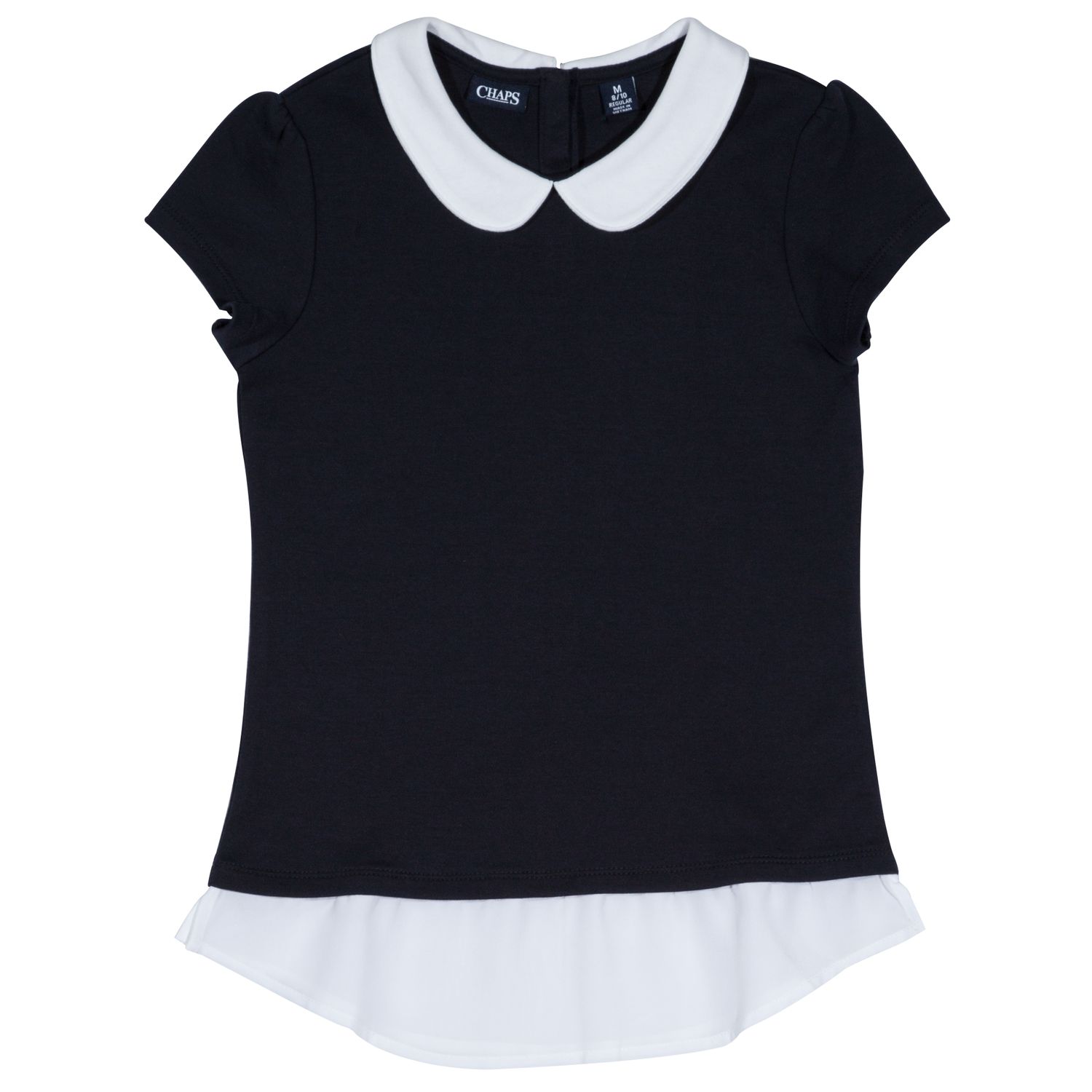 navy peter pan collar top