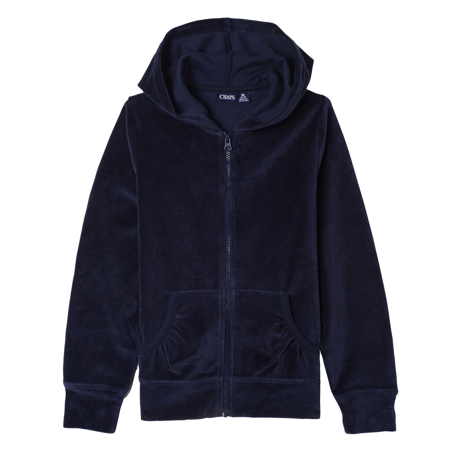 navy velour hoodie