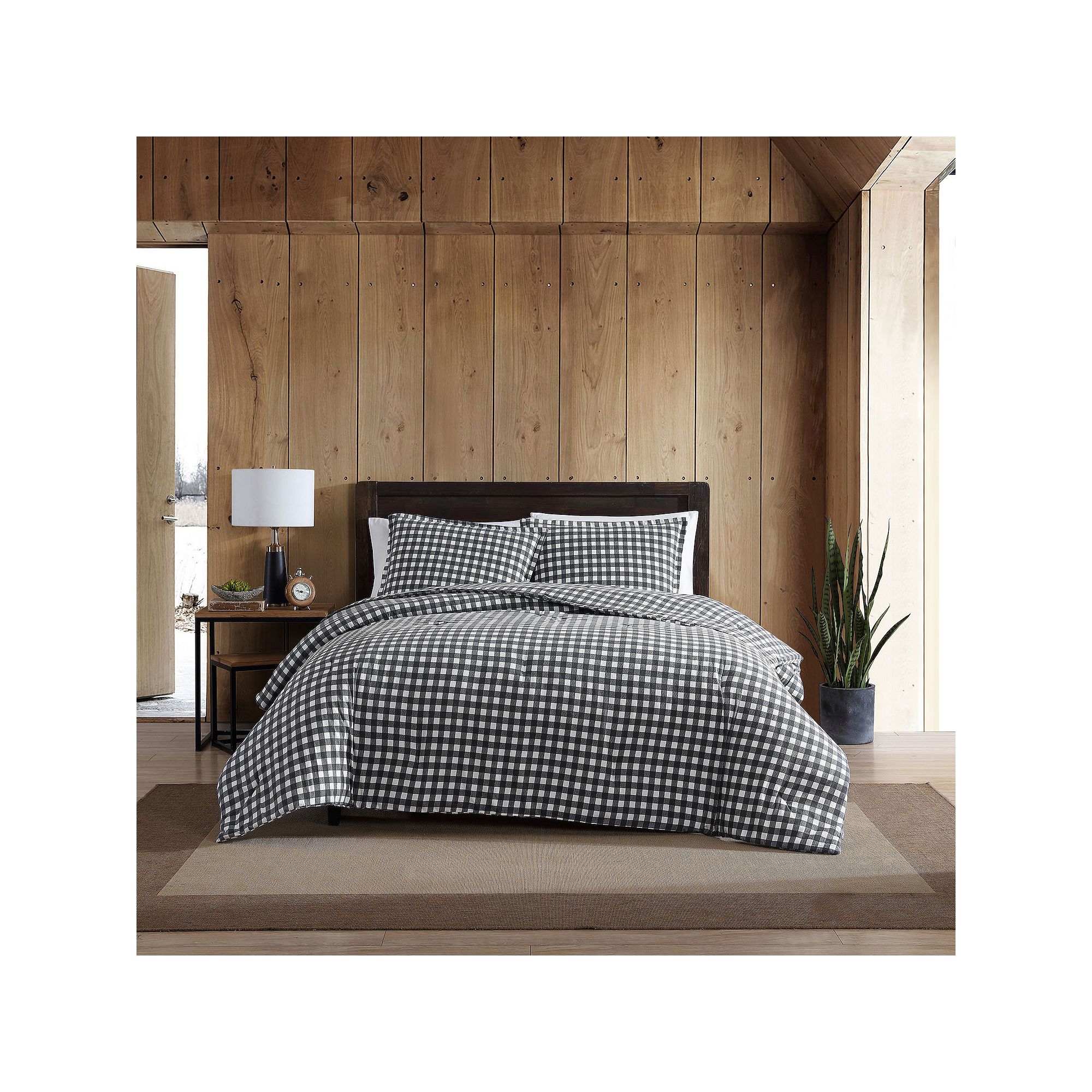Eddie Bauer Preston Flannel Duvet Cover Set, Dark Gray