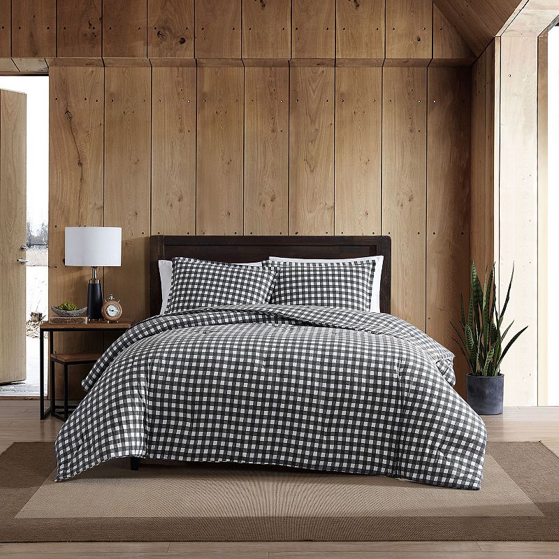 75833994 Eddie Bauer Preston Flannel Duvet Cover Set, Grey, sku 75833994