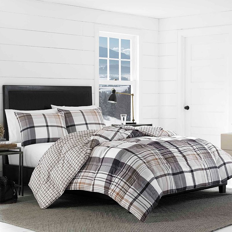 Eddie Bauer Normandy Plaid Comforter Set, Black, Twin