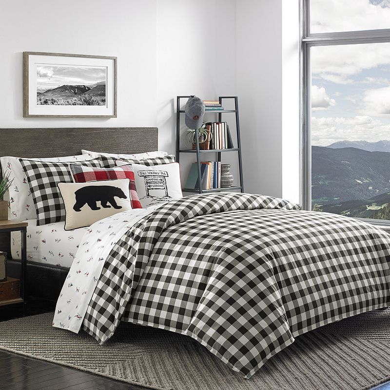 Eddie Bauer Mountain Plaid Comforter Set, Black, Twin