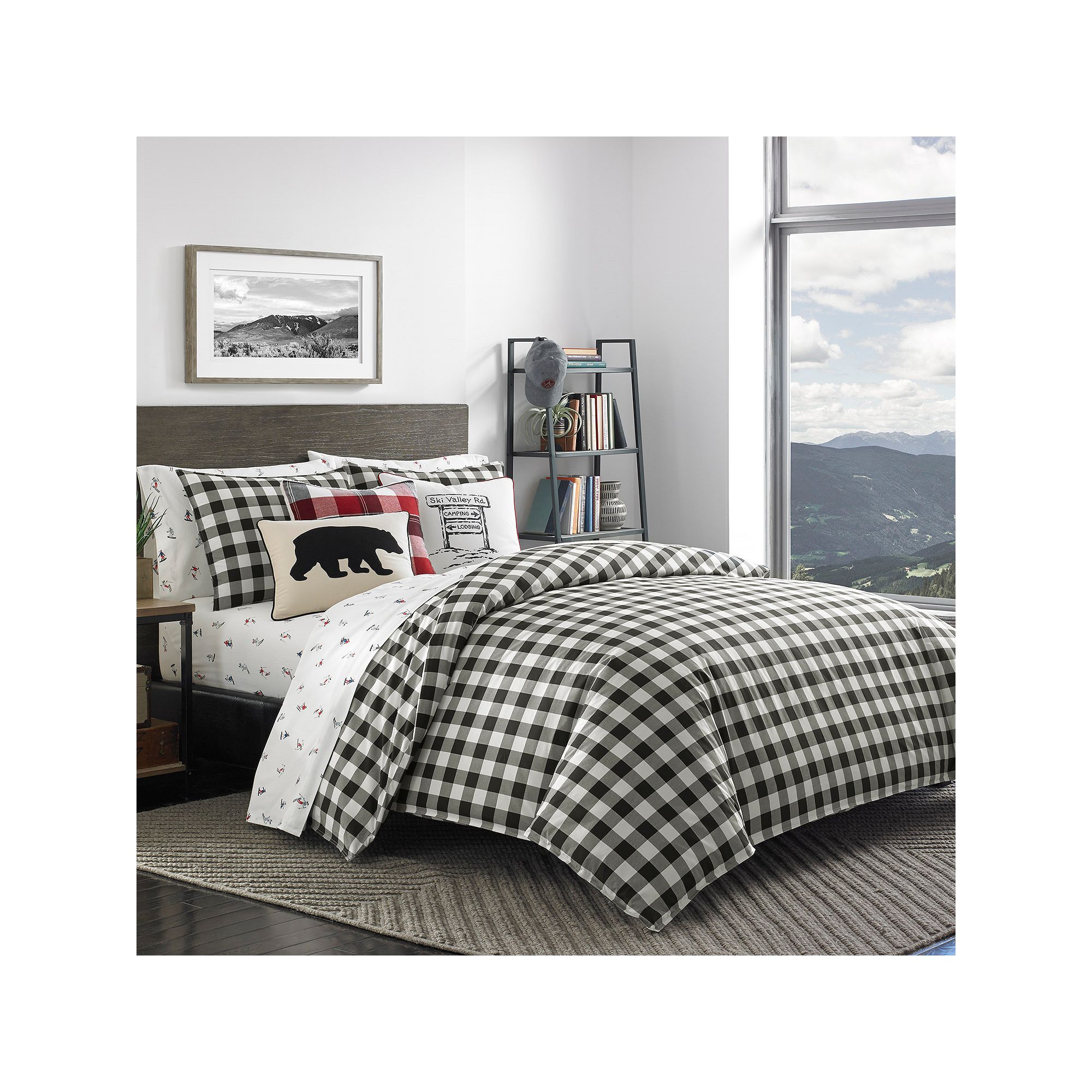 Eddie Bauer Mountain Plaid Duvet Cover Set, Black