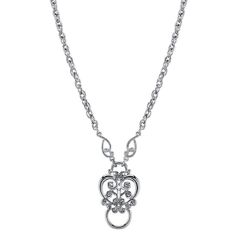 1928 Angel Pendant Necklace, Womens, Grey