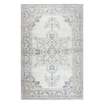 Rizzy Home Panache Transitional Central Medallion Distressed Geometric Rug