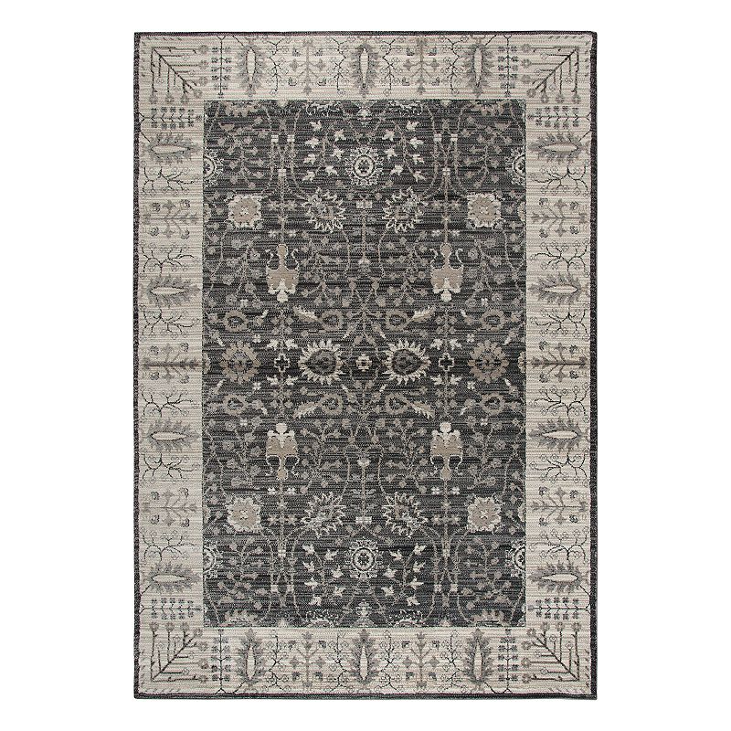 Rizzy Home Panache Traditional Distressed Ornate III Geometric Rug, Grey, 8X11 Ft
