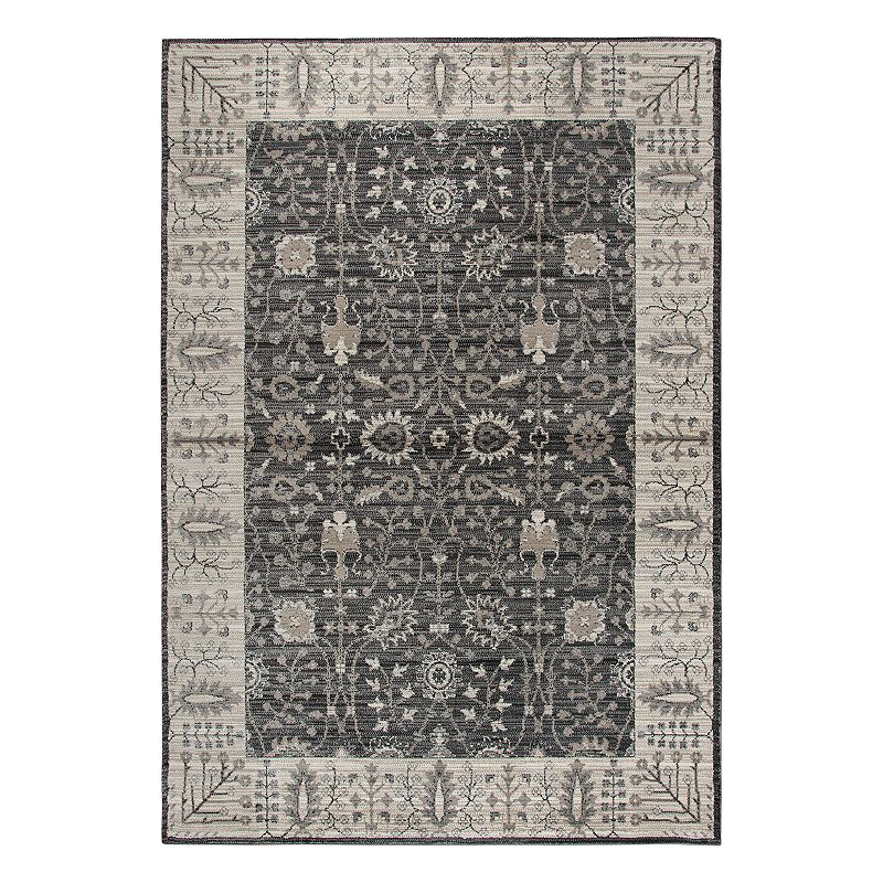 Rizzy Home Panache Traditional Distressed Ornate III Geometric Rug, Grey, 8X11 Ft