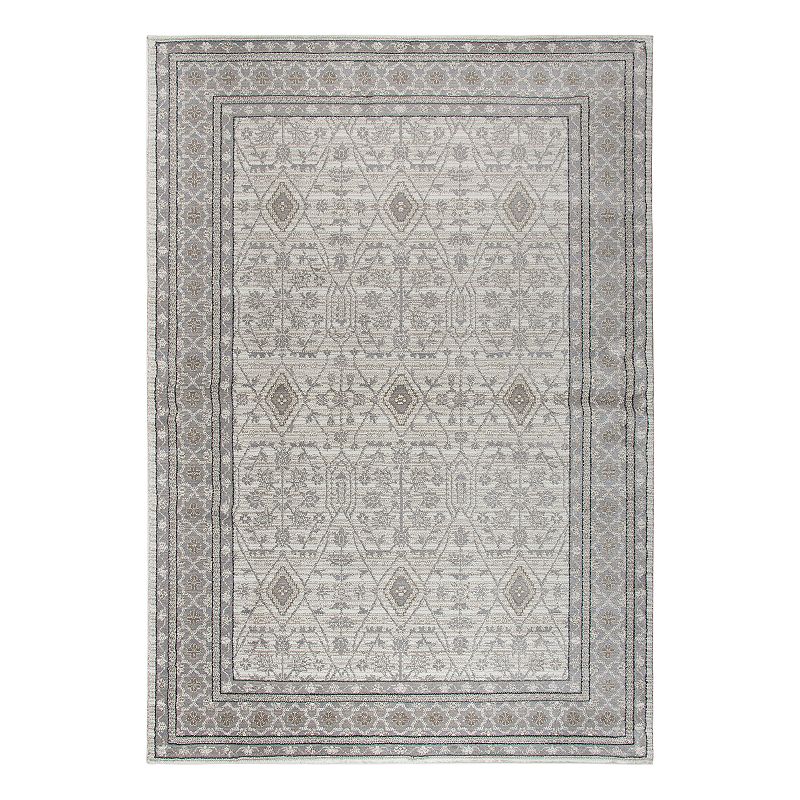 Rizzy Home Panache Traditional Distressed Ornate IV Geometric Rug, Beig/Green, 8X11 Ft