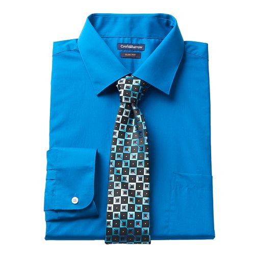 slim fit dress shirt and tie set