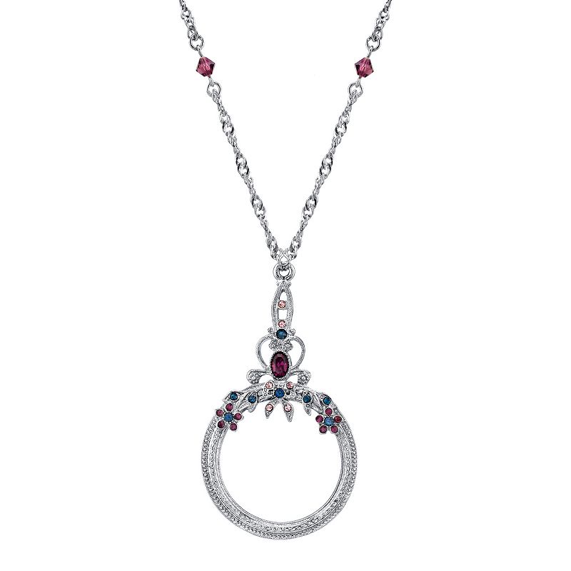 1928 Simulated Crystal & Bead Circle Pendant Necklace, Womens, Size: 30