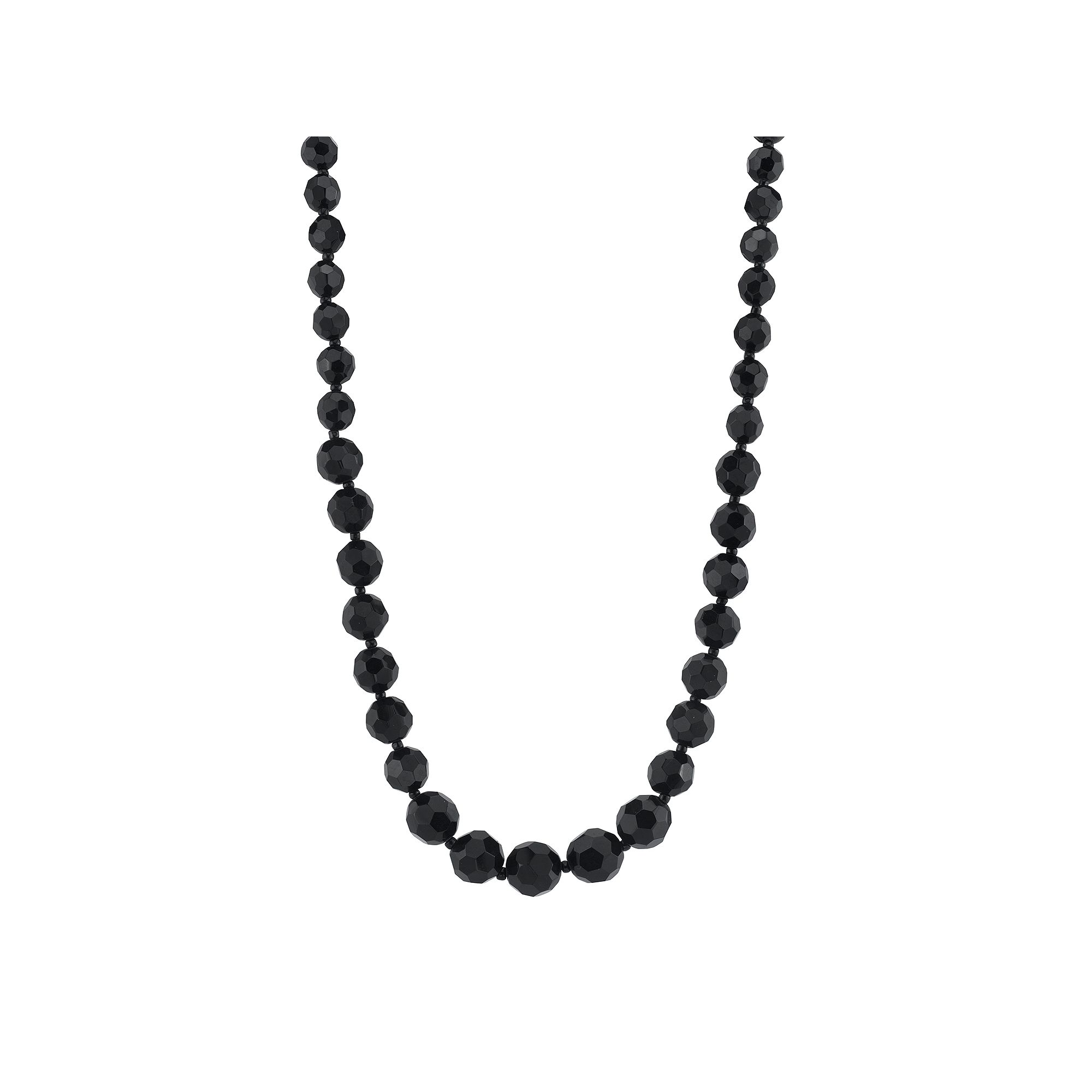 1928 Black Bead Necklace, Womens, Size: 15