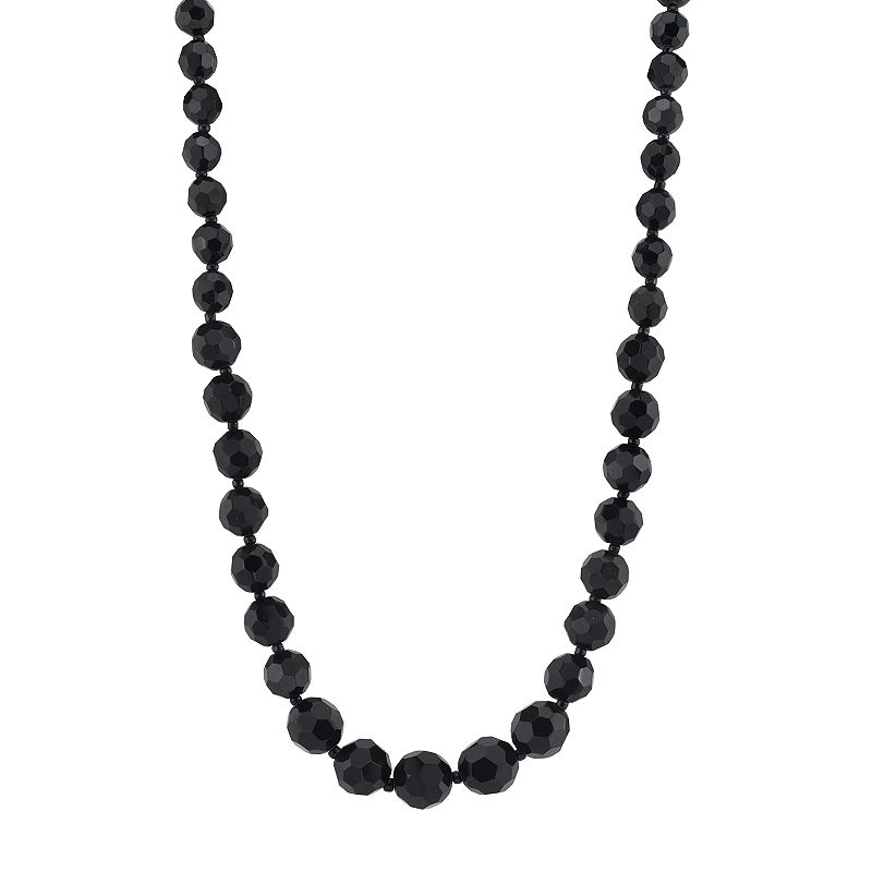 1928 Black Bead Necklace, Womens, Size: 15