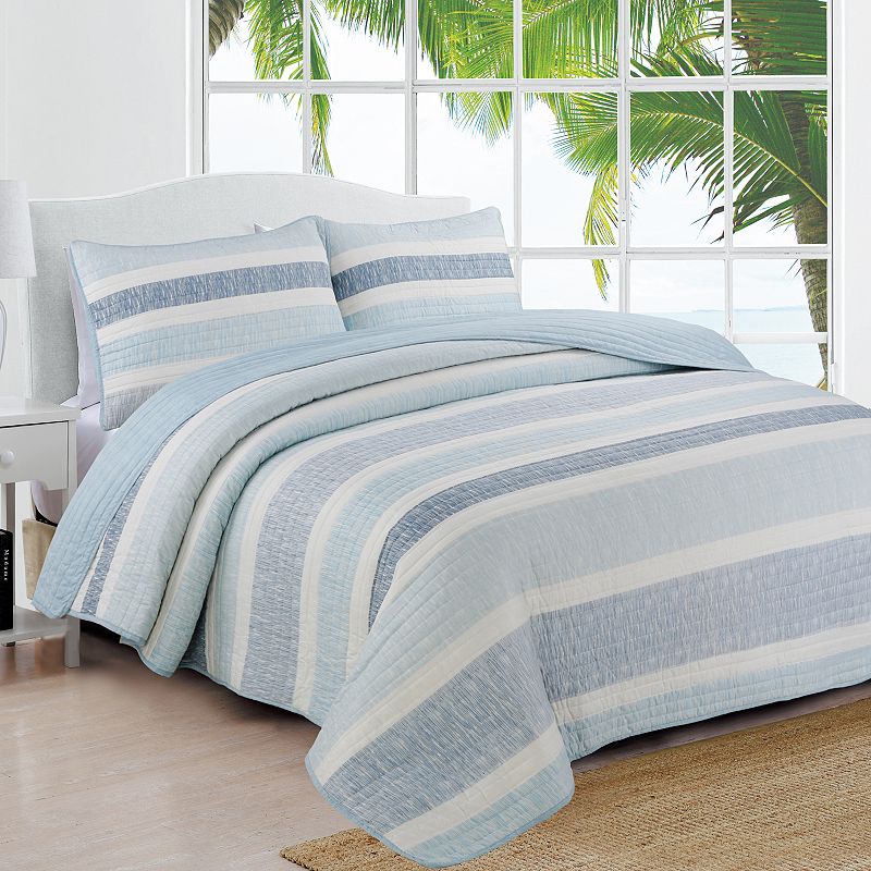 Estate Collection Delray Quilt Set, Light Blue, Full/Queen