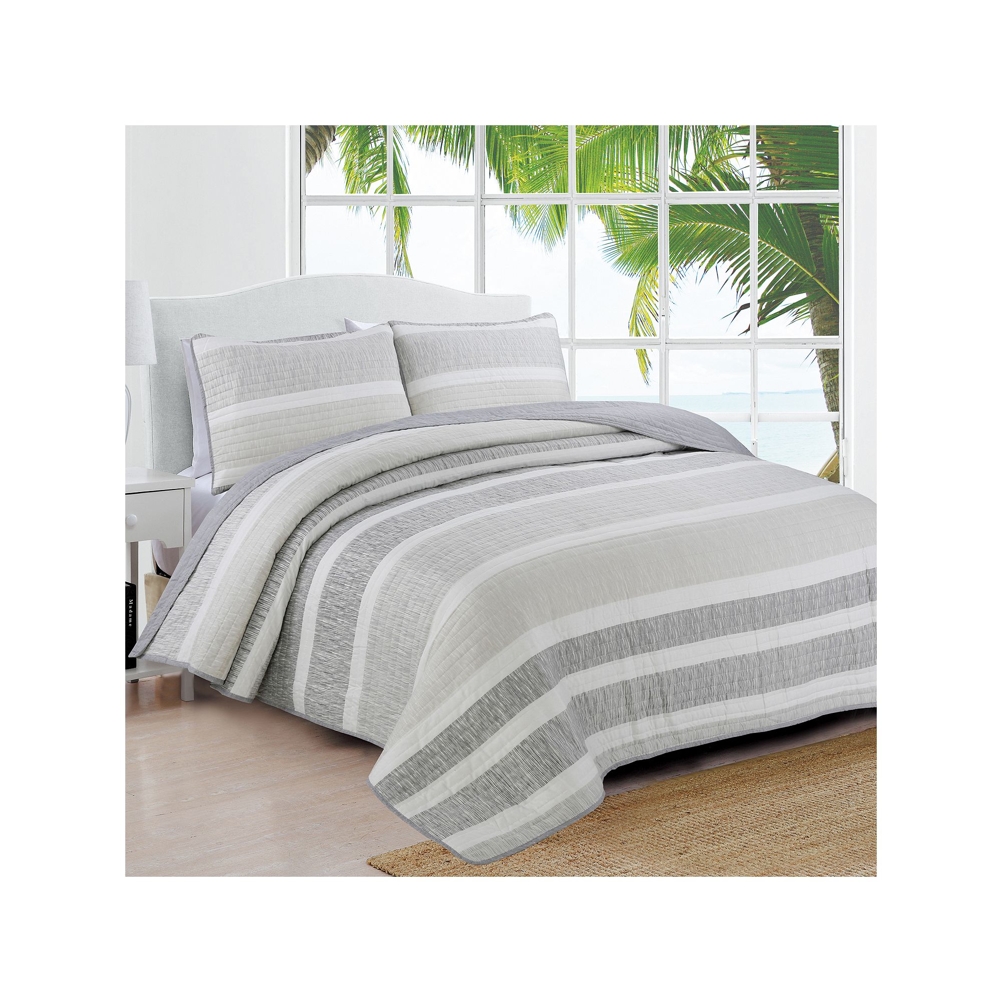 Estate Collection Delray Quilt Set, Grey Stripe