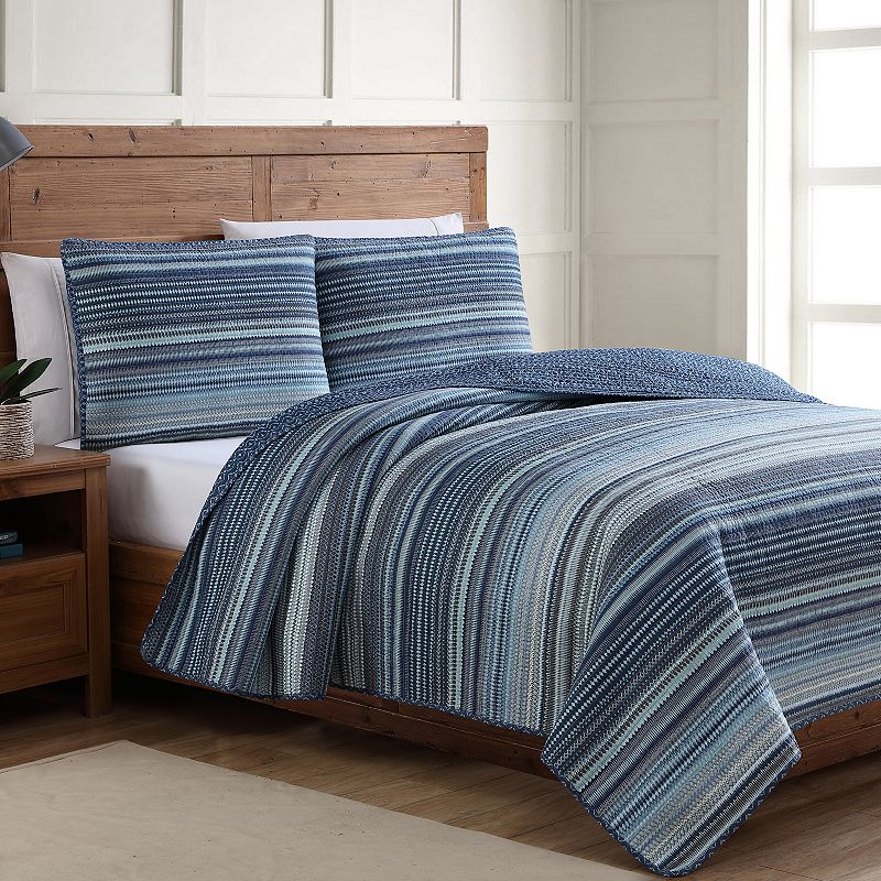 Estate Collection Taj Quilt Set, Med Blue, King