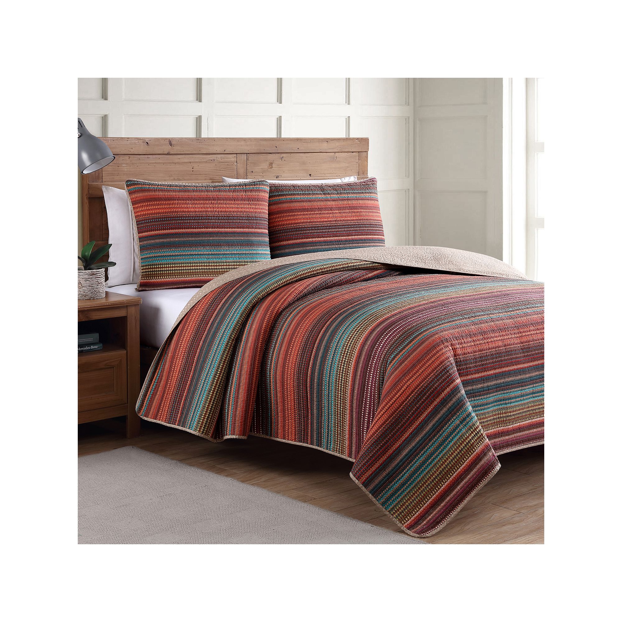 Estate Collection Taj Quilt Set, Multi Stripe