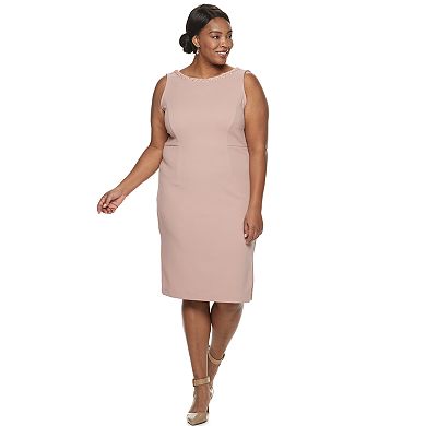 Plus Size Maya Brooke Embellished Sheath Dress & Lace Jacket Set