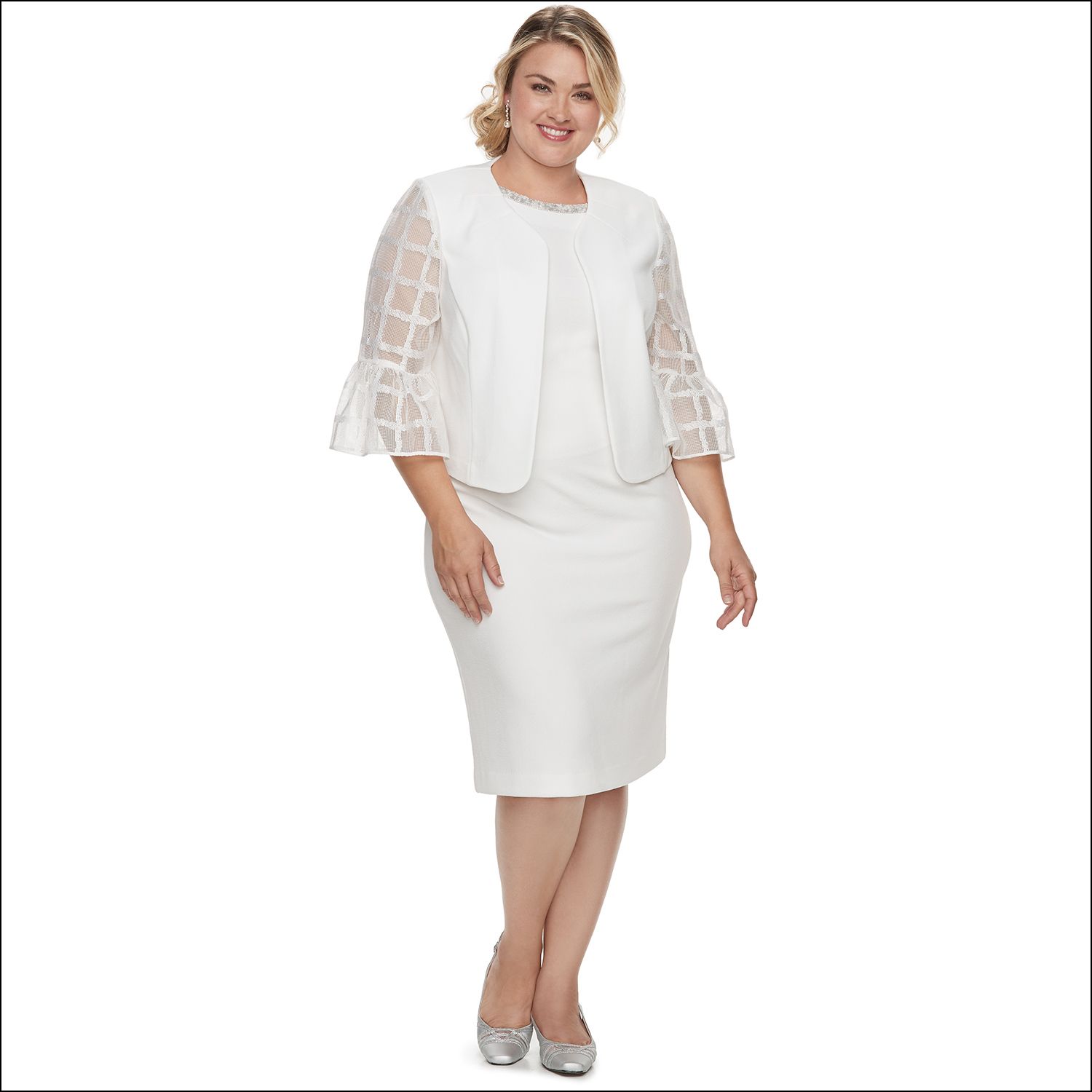 white jacket dress plus size