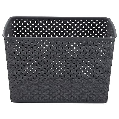 Simplify Basketweave Resin Wicker Large Storage Tote