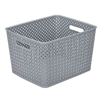 Simplify Basketweave Resin Wicker Large Storage Tote