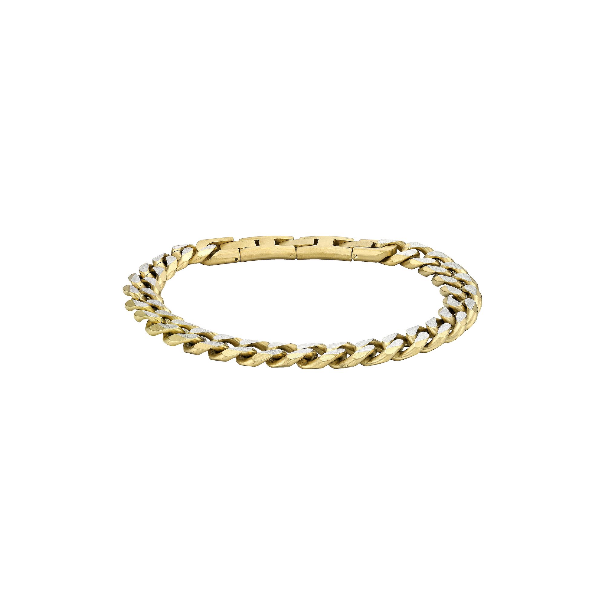 LYNX Mens Stainless Steel Curb Chain Bracelet, Size: 9, Gold Tone
