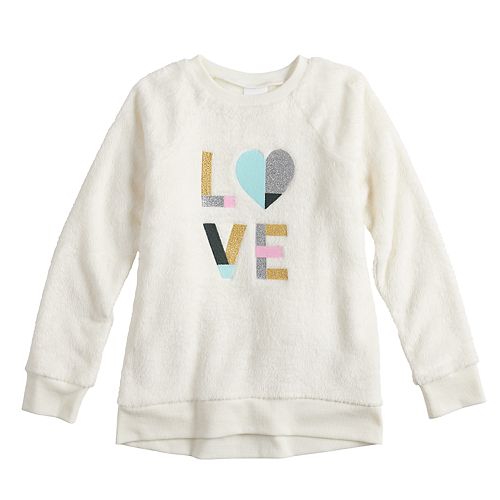 Girls 4-12 Jumping Beans® Lurex Applique Plush Pullover