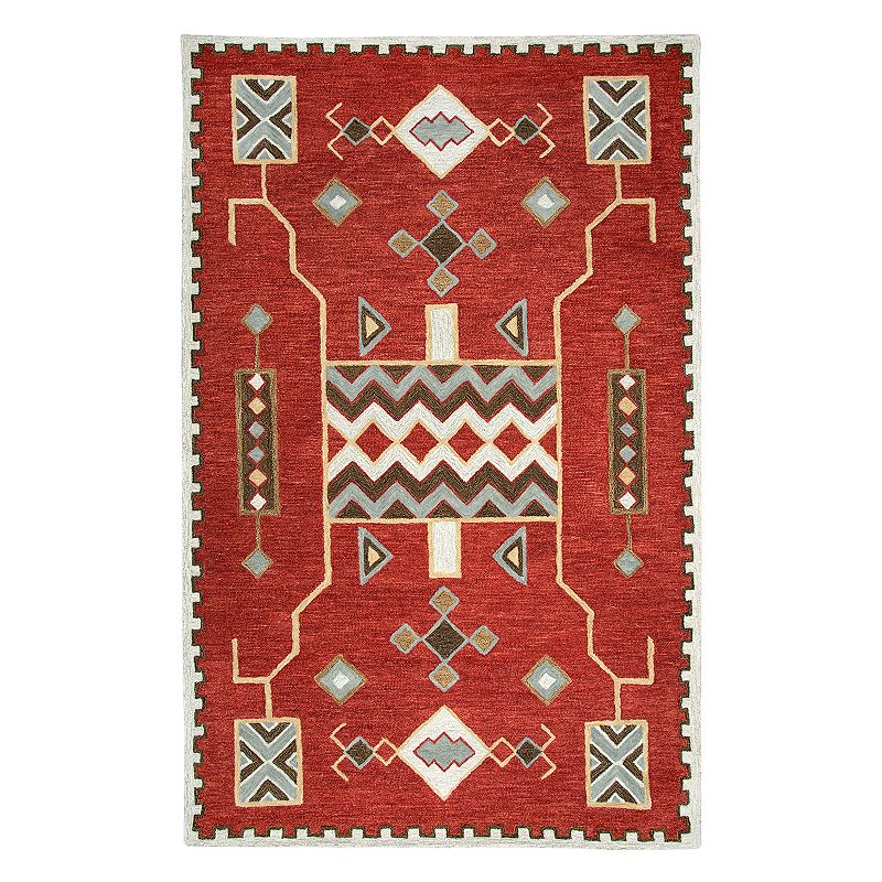 Rizzy Home Mesa Southwest Tribal V Geometric Rug, Red, 5X8 Ft