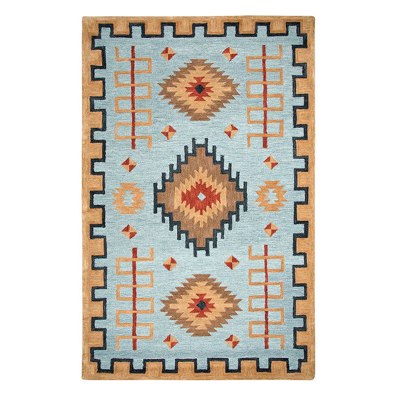 Rizzy Home Mesa Southwest Tribal VI Geometric Rug, Blue, 5X8 Ft