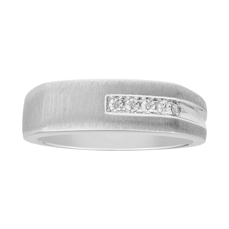 53233453 Mens 10k White Gold 1/10 Carat T.W. Diamond Channe sku 53233453