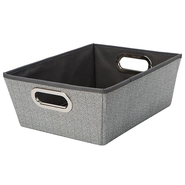 Simplify Large Herringbone Storage Bin in Grey