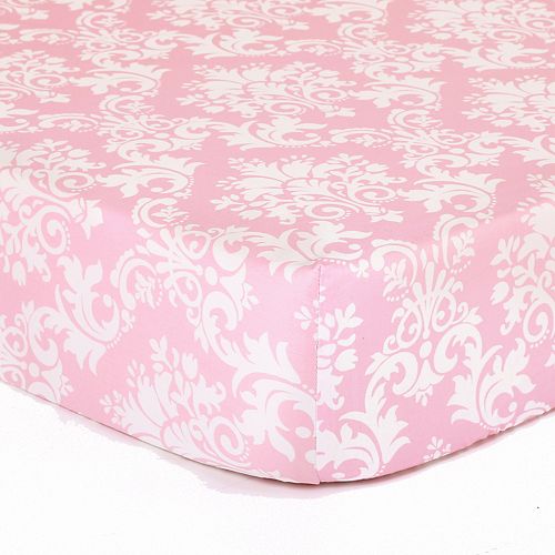 The Peanut Shell Damask Delight Fitted Crib Sheet