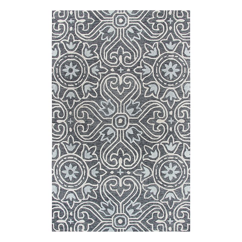 Rizzy Home Opulent Transitional Medallion IV Geometric Rug, Grey, 5X8 Ft