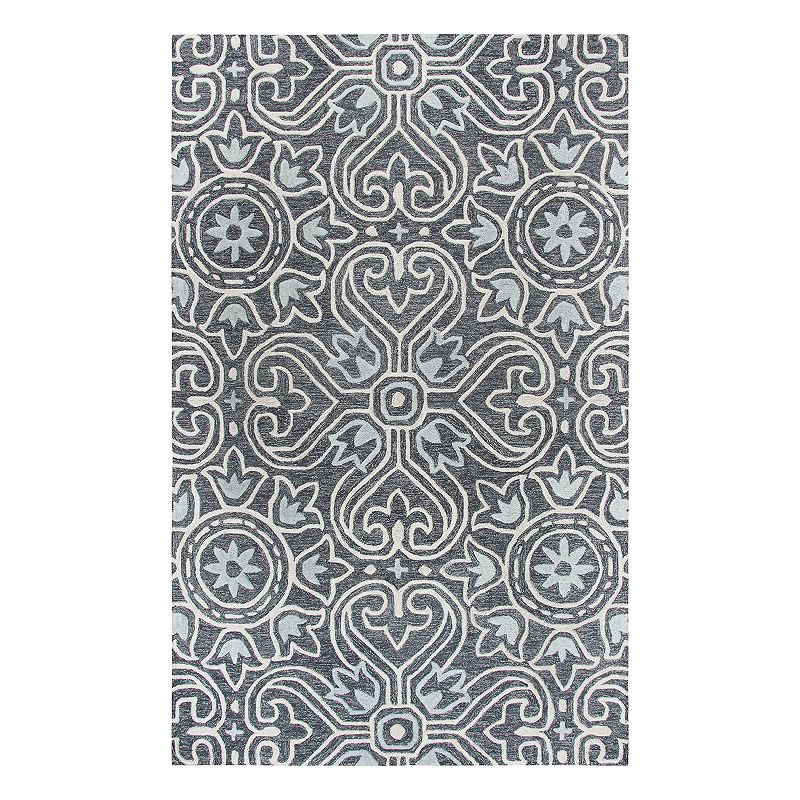 Rizzy Home Opulent Transitional Medallion IV Geometric Rug, Grey, 8X10 Ft