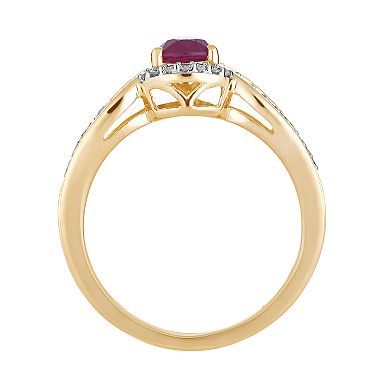 10k Gold Ruby & 1/6 Carat T.W. Diamond Teardrop Ring