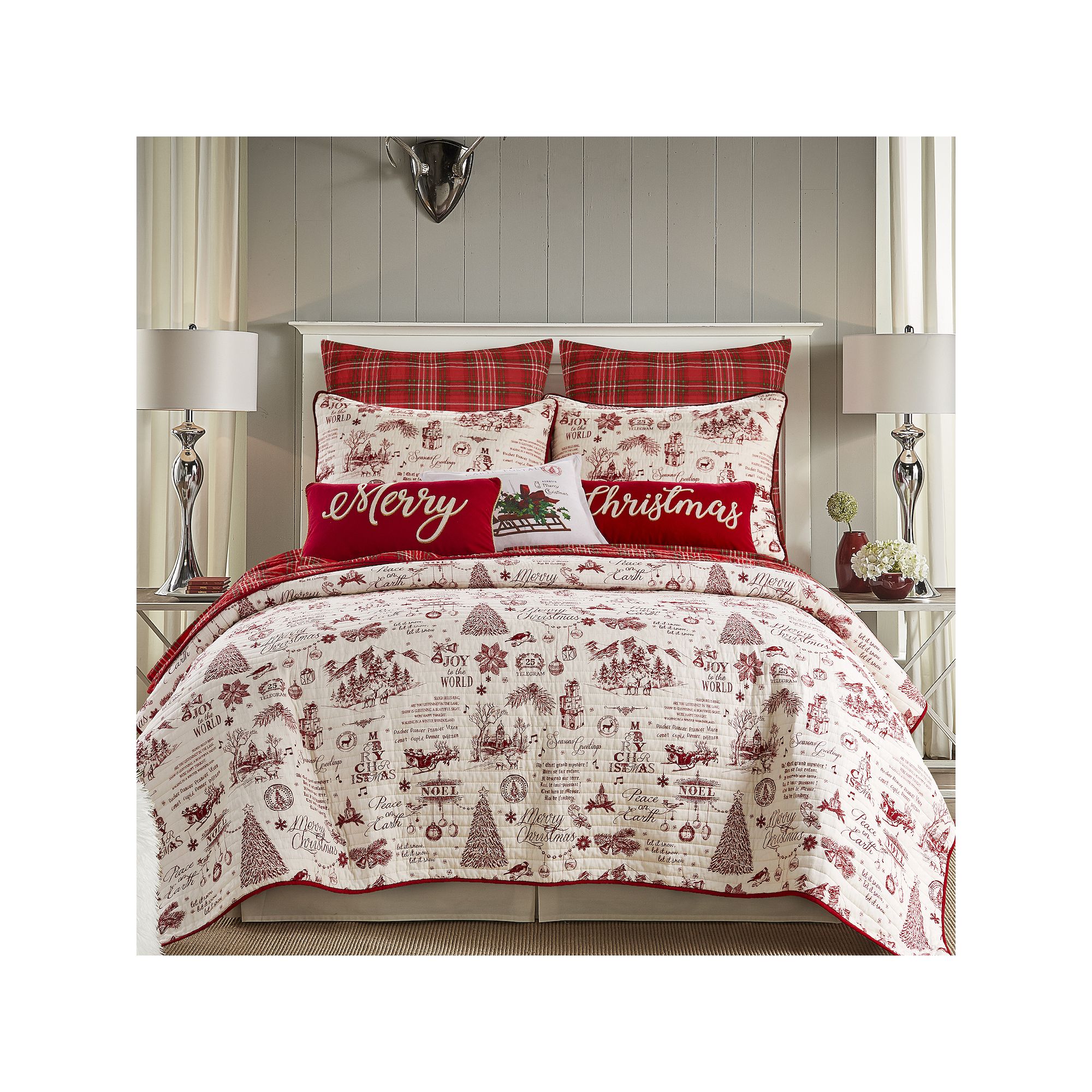 Levtex Home Yuletide Quilt Set with Shams, Red