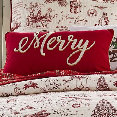 Levtex Home Yuletide "Merry" Oblong Throw Pillow