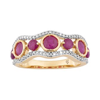 10k Gold Ruby & 1/5 Carat T.W. Diamond 7-Stone Ring