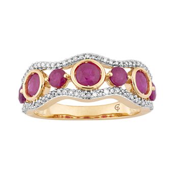 LOVEABLES 10k Gold Ruby & 1/5 Carat T.W. Diamond 7-Stone Ring