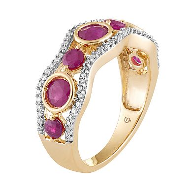 10k Gold Ruby & 1/5 Carat T.W. Diamond 7-Stone Ring
