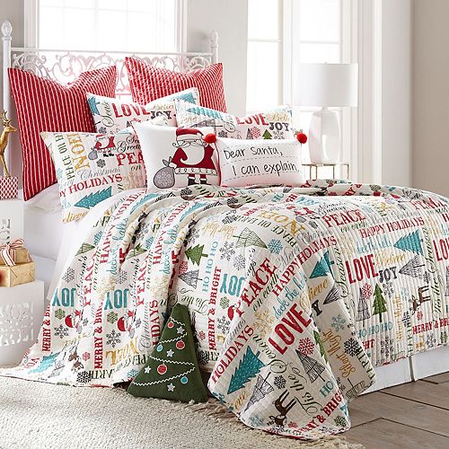 levtex santa claus lane quilt set
