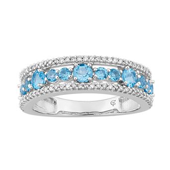 LOVEABLES 10k White Gold Swiss Blue Topaz & 1/5 Carat T.W. Diamond Ring