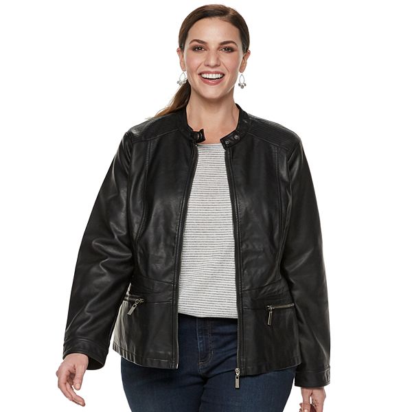 Plus Size Apt. 9® Faux-Leather Moto Jacket