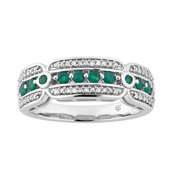 LOVEABLES 10k White Gold Emerald & 1/5 Carat T.W. Diamond Ring