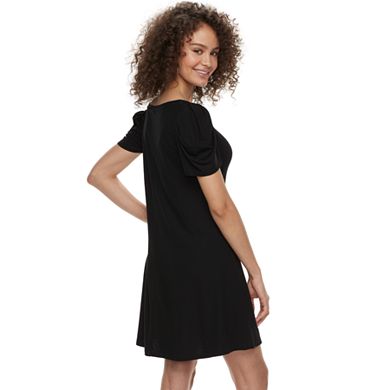 Juniors' Love, Fire Ruched Sleeve Ribbed Swing Dress